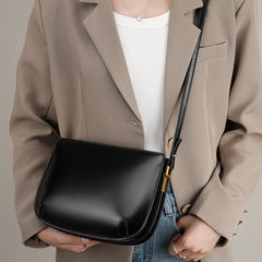 Leather Crossbody Bag for Women Minimalist Shoulder Purse Golden Tone Hardware