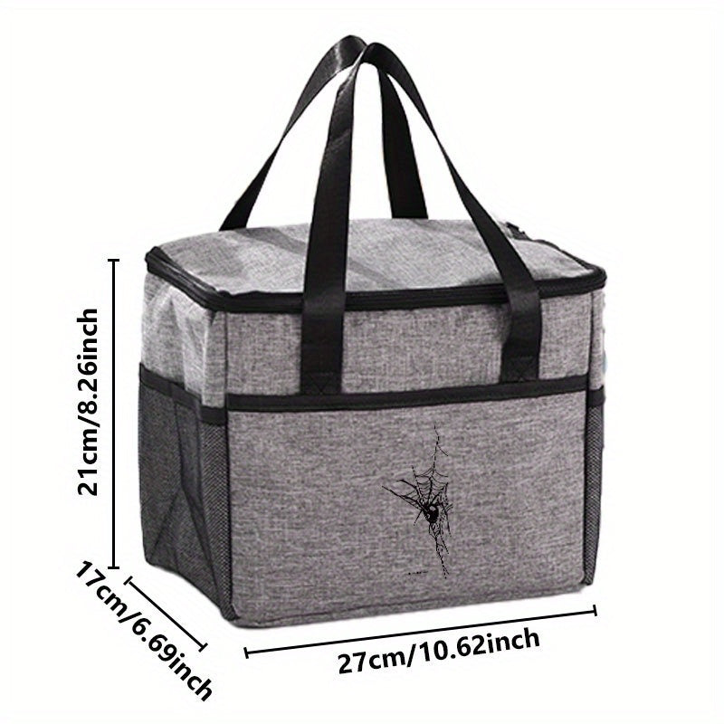 Large Spider Pattern Insulated Lunch Bag with Thermal Insulation