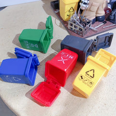 Dollhouse Trash Cans with Removable Lids - Play House Decor and Accessories