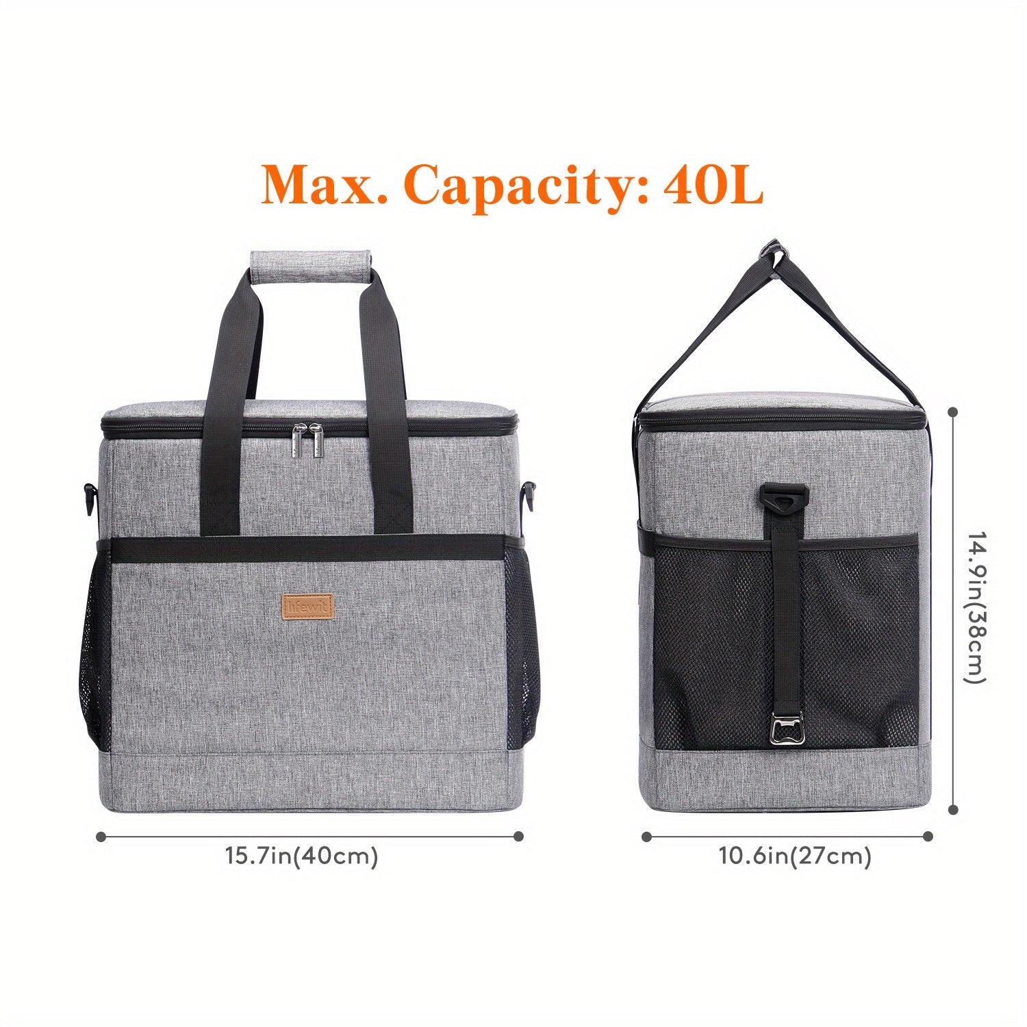 40L Collapsible Insulated Cooler Bag Leakproof Soft Tote for Camping BBQ Outdoor