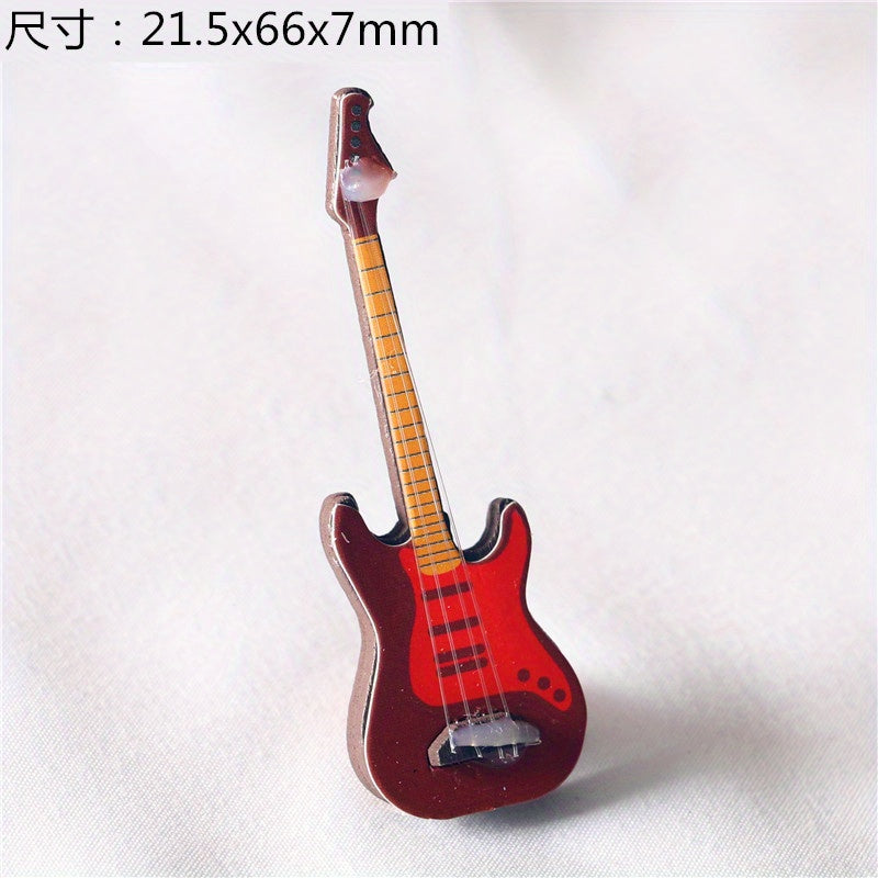 Classical & Bass Guitar Figurines Music Instrument Models for Dollhouse
