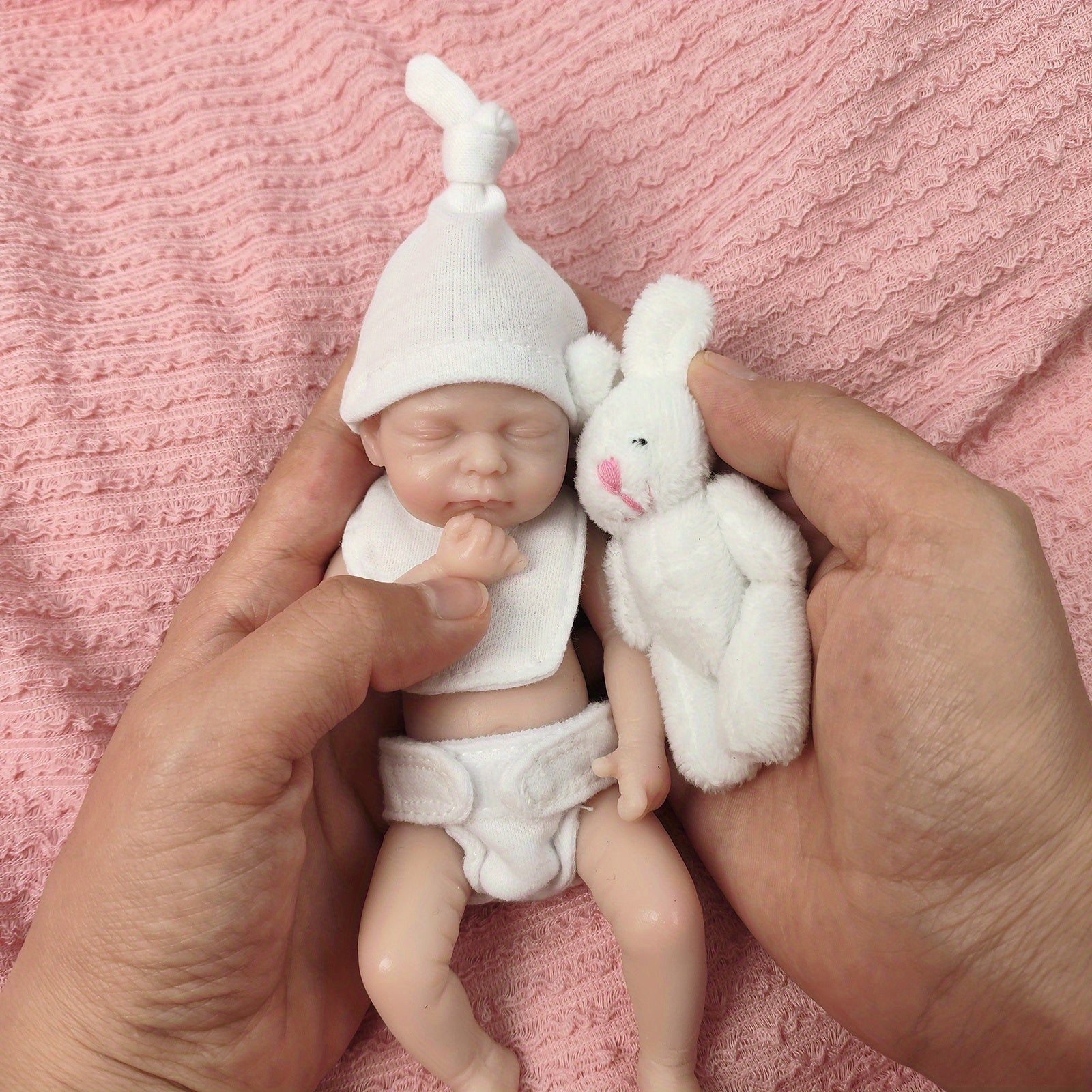 Silicone Baby Doll with Pink Ears & Red Heart - Ideal Gift for 3 Yrs
