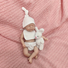 Silicone Baby Doll with Pink Ears & Red Heart - Ideal Gift for 3 Yrs