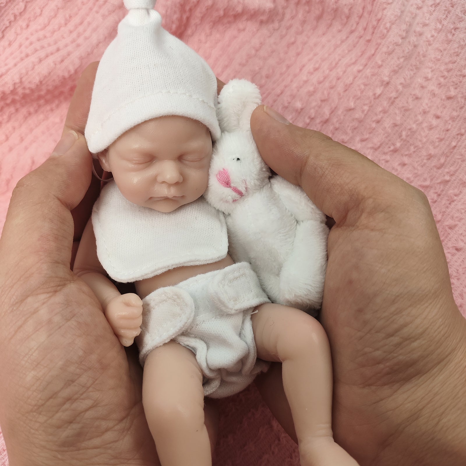 Silicone Baby Doll with Pink Ears & Red Heart - Ideal Gift for 3 Yrs