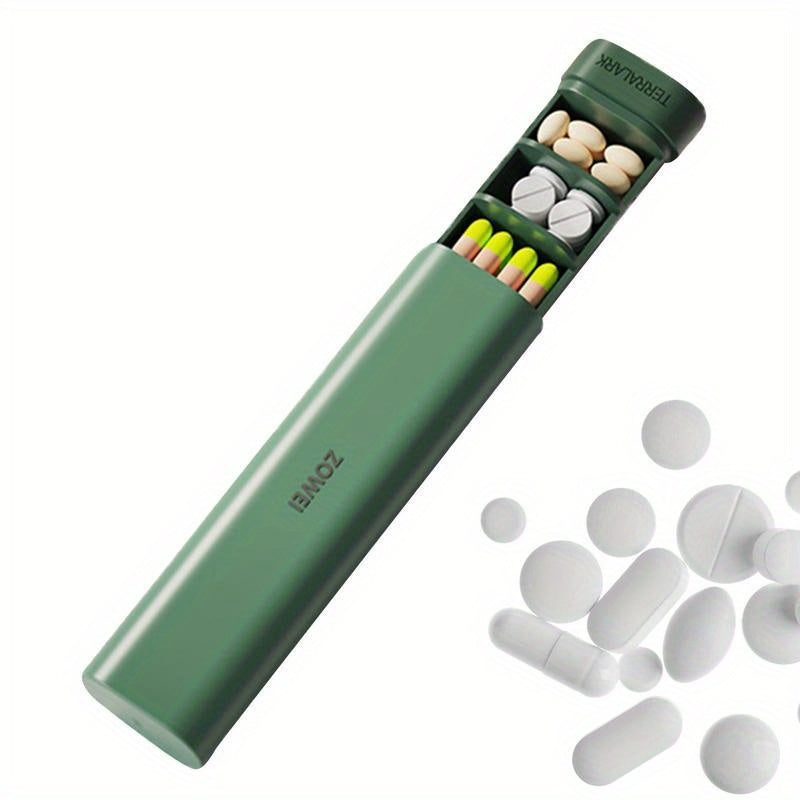 Portable Weekly Pill Organizer in Olive Green