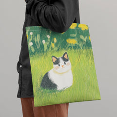 Cat Garden Print Tote Bag Large Capacity Shoulder Bag