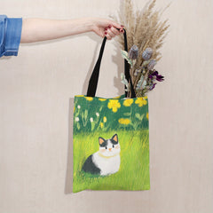 Cat Garden Print Tote Bag Large Capacity Shoulder Bag