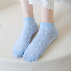 5 Pairs Floral Print Socks Comfy & Crew Ankle Socks Women's Stockings