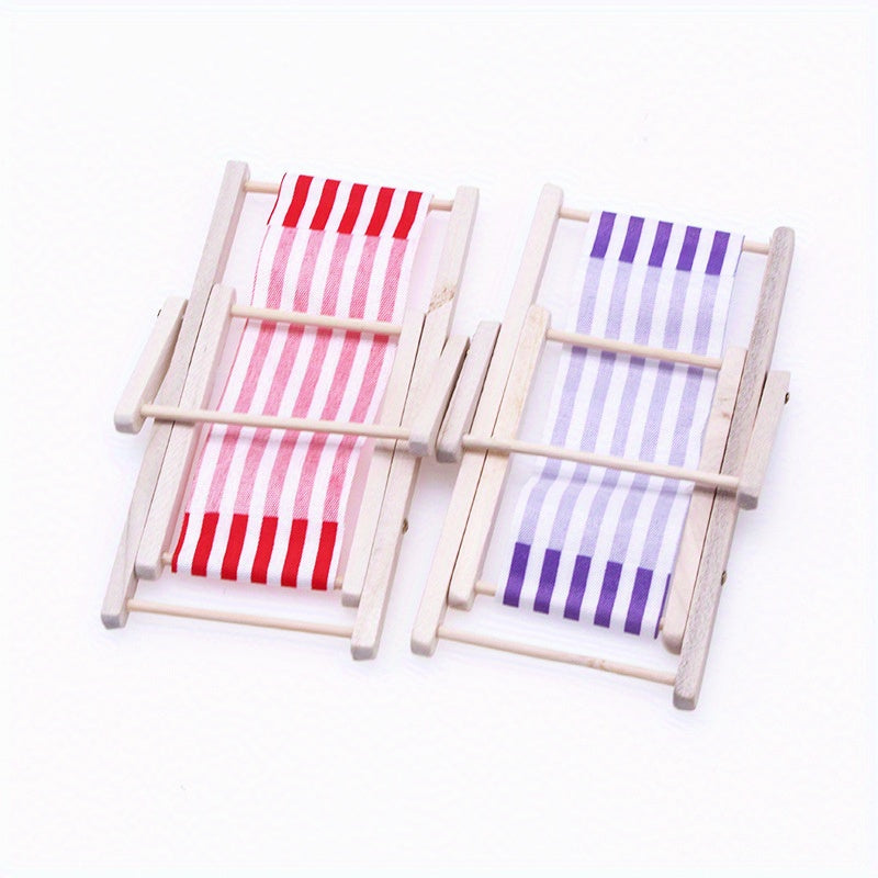 Mini Wooden Beach Chair Model Small Furniture Outdoor Lounge Chair