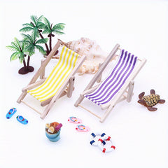 Mini Wooden Beach Chair Model Small Furniture Outdoor Lounge Chair