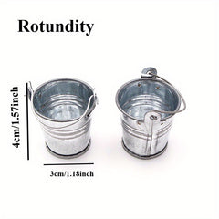 Miniature Iron Buckets & Basins Set for Dollhouse, Succulent Planters & Props