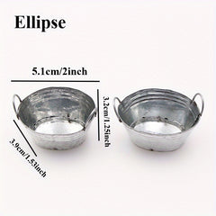 Miniature Iron Buckets & Basins Set for Dollhouse, Succulent Planters & Props