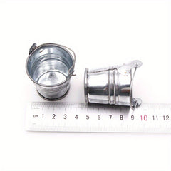 Miniature Iron Buckets & Basins Set for Dollhouse, Succulent Planters & Props