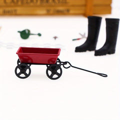 Mini House Doll House Mini Red Iron Art Trailer Shooting Props Mini Accessories