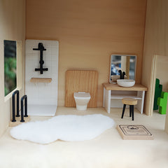 1:12 Dollhouse Bathroom Furniture Set with Shower, Sink, Toilet, Bathtub