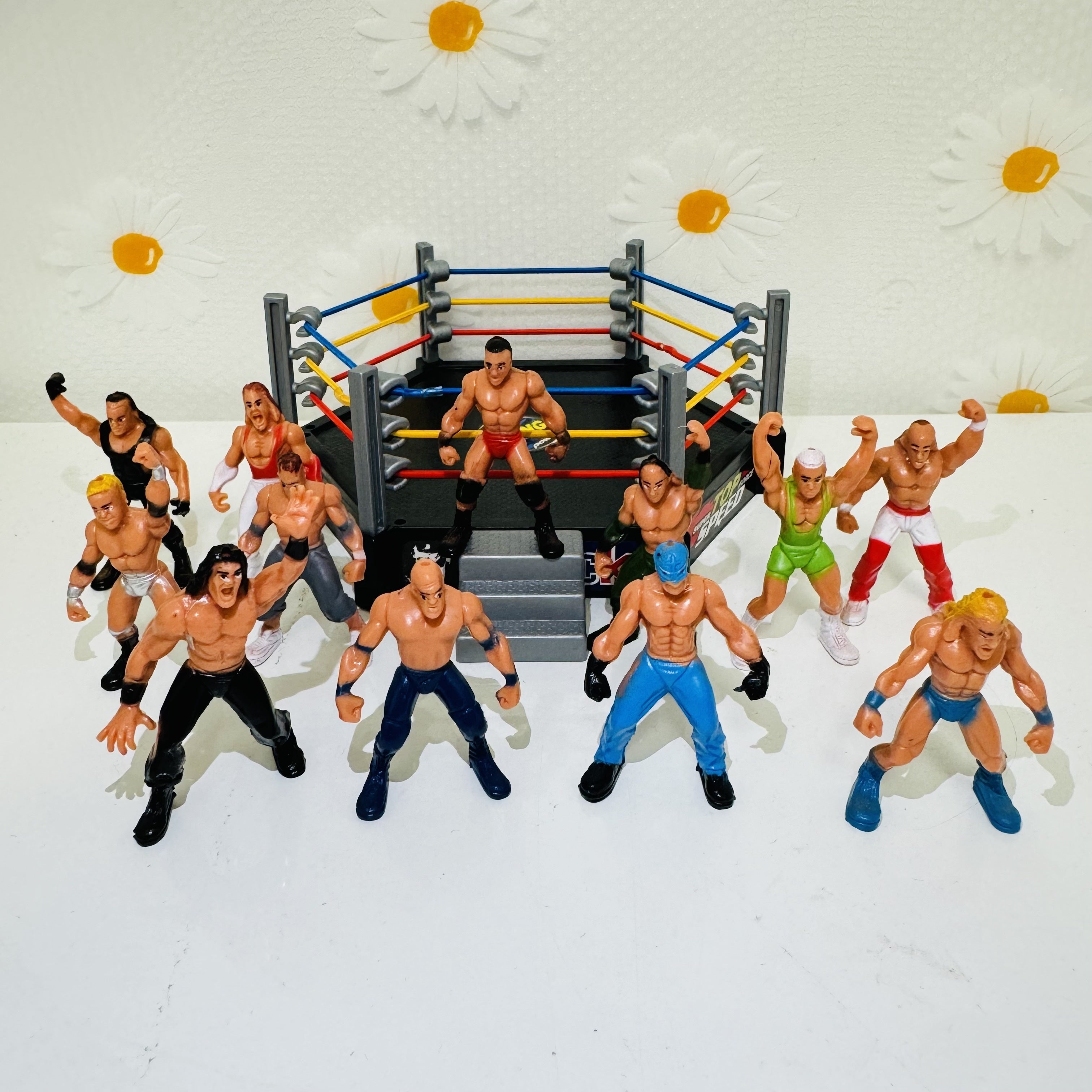32pcs Mini Wrestling Action Figures Set with 12 Wrestlers & Accessories