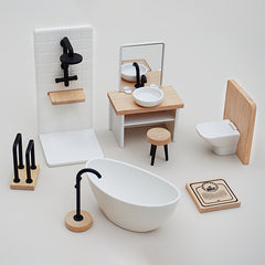 1:12 Dollhouse Bathroom Furniture Set with Shower, Sink, Toilet, Bathtub