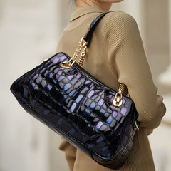 Floral Print Small Shoulder Bag Navy Zipper Closure