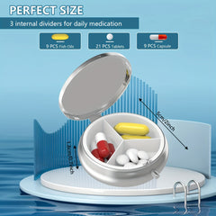 Polygala Pill Box 3 Compartment Portable Medicine Organizer Travel Pill Case