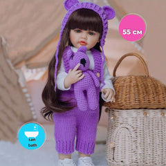 BZDOLL Full Body Reborn Baby Girl Doll 22inch Art Toy Bebe Gift Purple Vinyl
