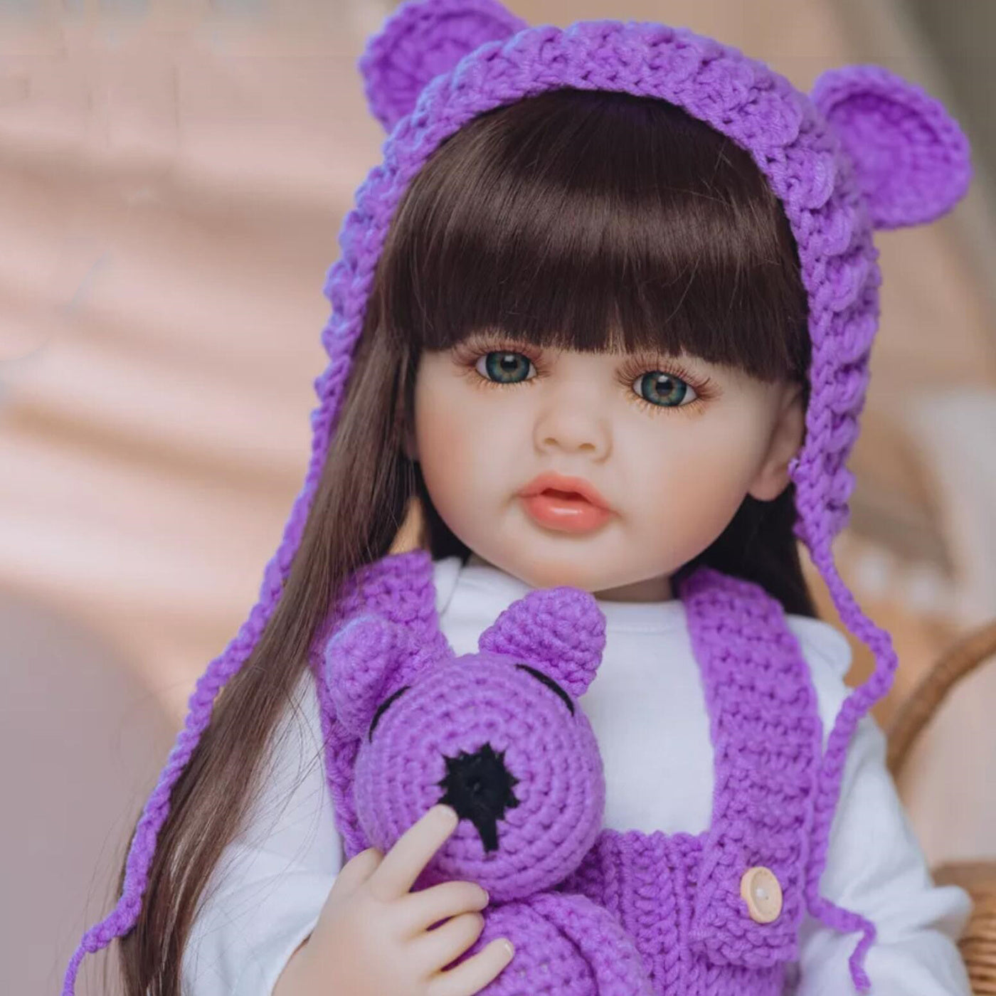 BZDOLL 22in Reborn Baby Girl Doll Lifelike Princess Toddler Art Toy Purple