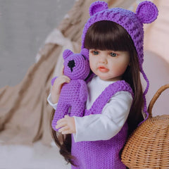 BZDOLL Full Body Reborn Baby Girl Doll 22inch Art Toy Bebe Gift Purple Vinyl