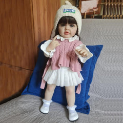 55 Pink Reborn Youngsters Girl Doll Full Vinyl Body Princess Toy