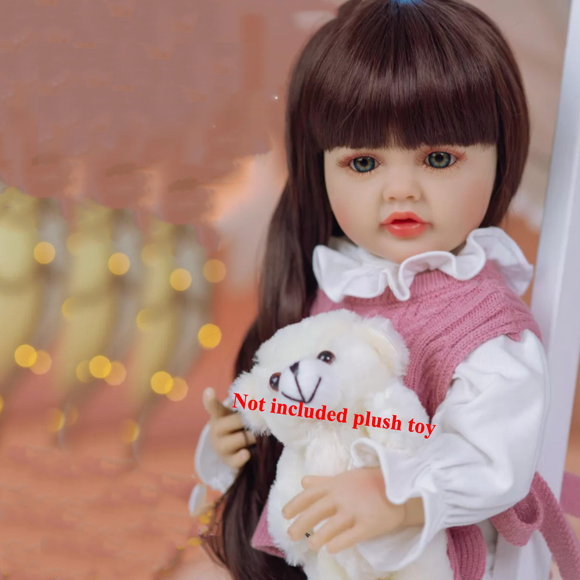 55 Pink Reborn Youngsters Girl Doll Full Vinyl Body Princess Toy