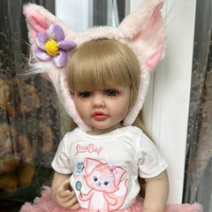 BZDOLL 55 Full Body Vinyl Reborn Doll Blonde Girl Princess Pink Tutu