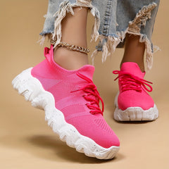 Women's Lace up Chunky Sneakers Lightweight Running Shoes
