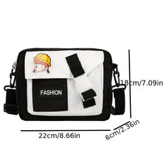 Letter Patch Bag Small Square Shoulder Bag With Pin