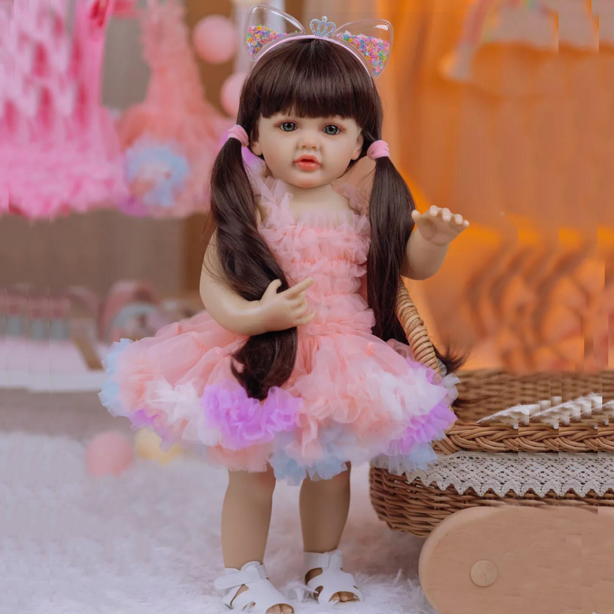 BZDOLL 55 Lifelike Reborn Baby Girl Doll Soft Vinyl Princess Toddler Bebe