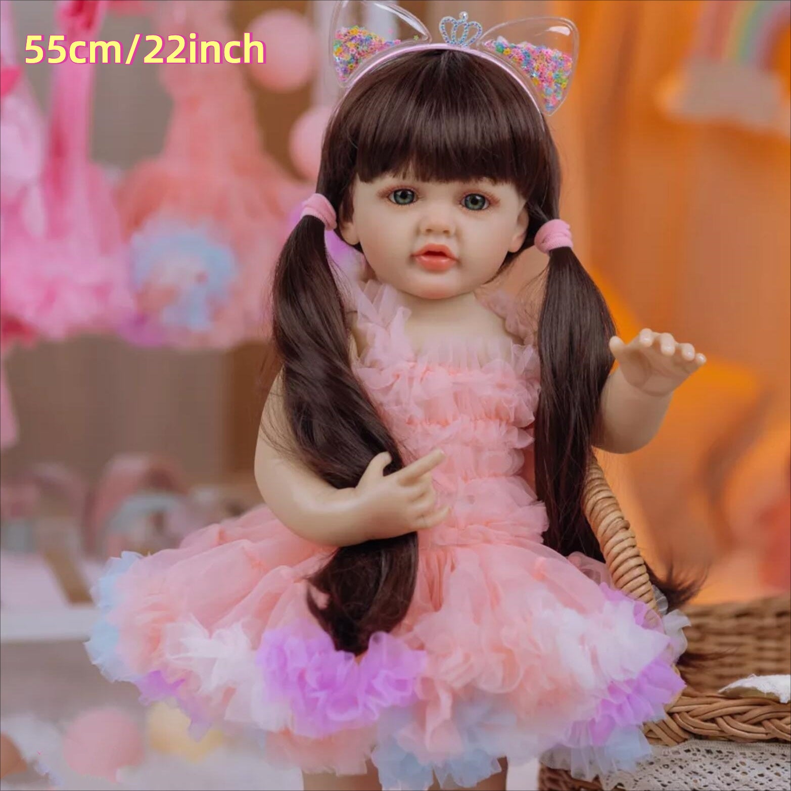 BZDOLL 55 Lifelike Reborn Baby Girl Doll Soft Vinyl Princess Toddler Bebe
