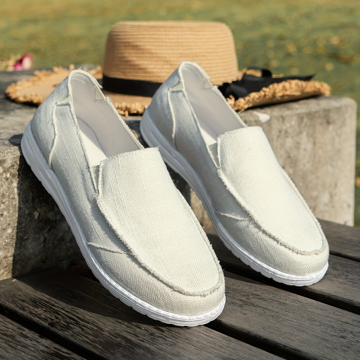 Women's Flat Canvas Shoes Casual Slip On Loafers Lightweight Walking Shoes