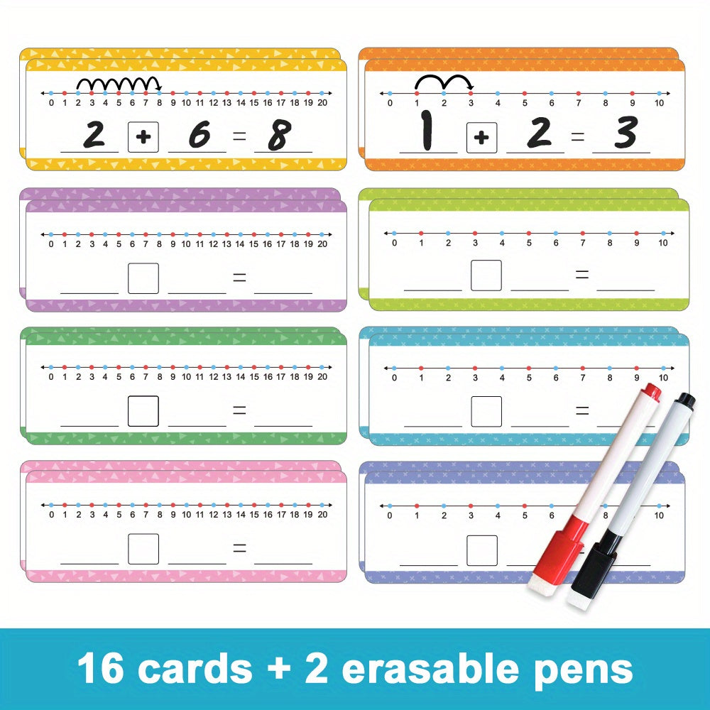 16pcs Dry Erase Number Line Addition & Subtraction Game for Kid