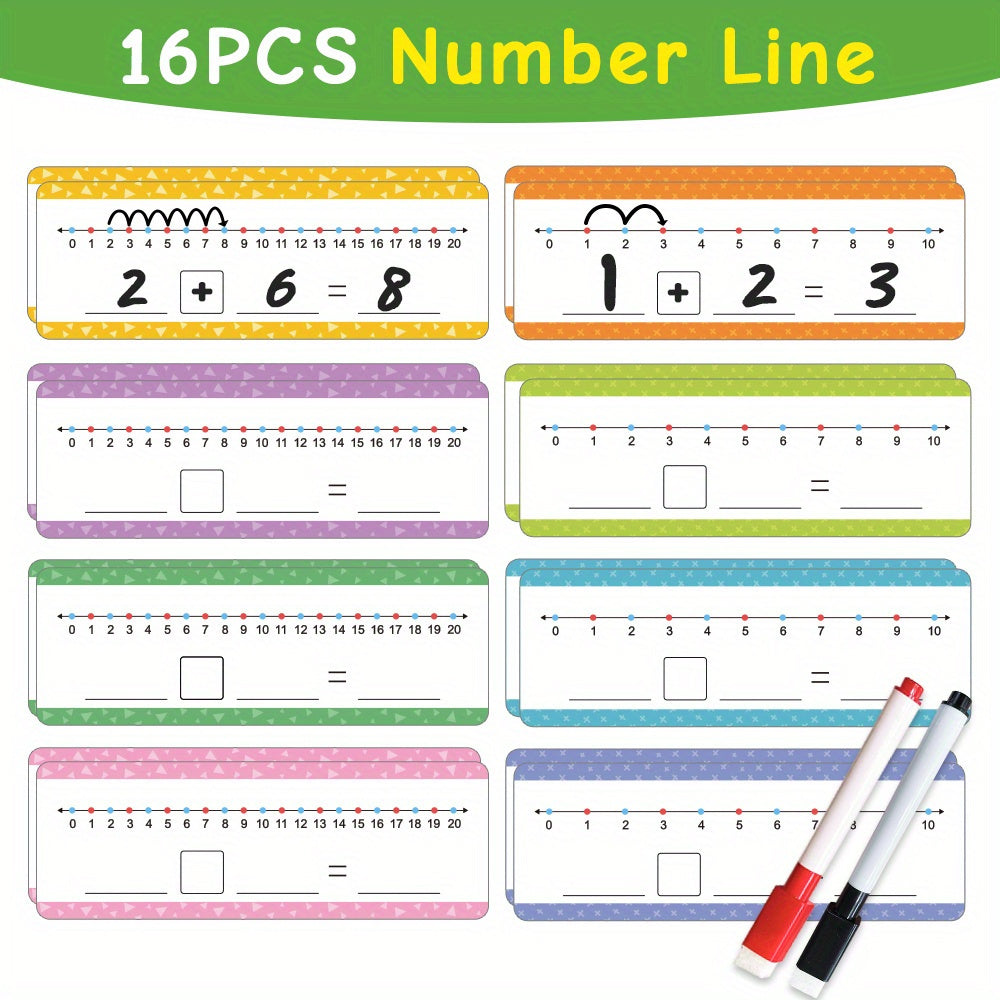 16pcs Dry Erase Number Line Addition & Subtraction Game for Kid