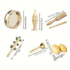 Orff Percussion Set: Bell Drum Sand Hammer Cymbal Clapper
