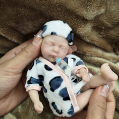 Realistic Reborn Baby Doll Boy 6.5 inch Mini Full Silicone Body with Accessories