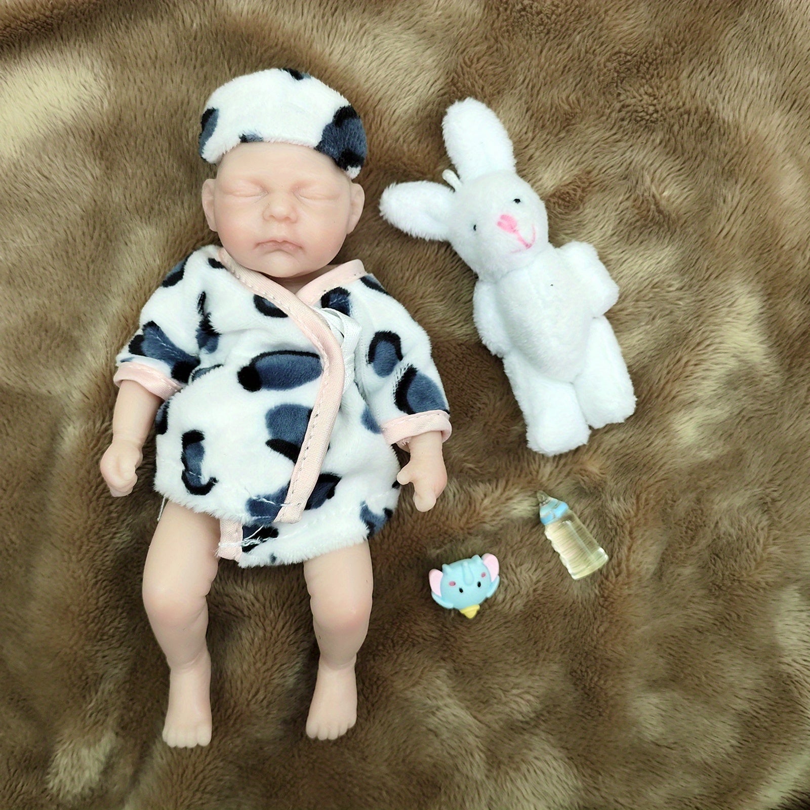 Realistic Reborn Baby Doll Boy 6.5 inch Mini Full Silicone Body with Accessories