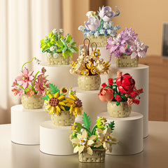Sunflower Pot Succulent Flower Basket Building Blocks