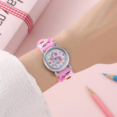 Kids Cartoon Wrist Watch Colorful PVC Strap Quartz Movement