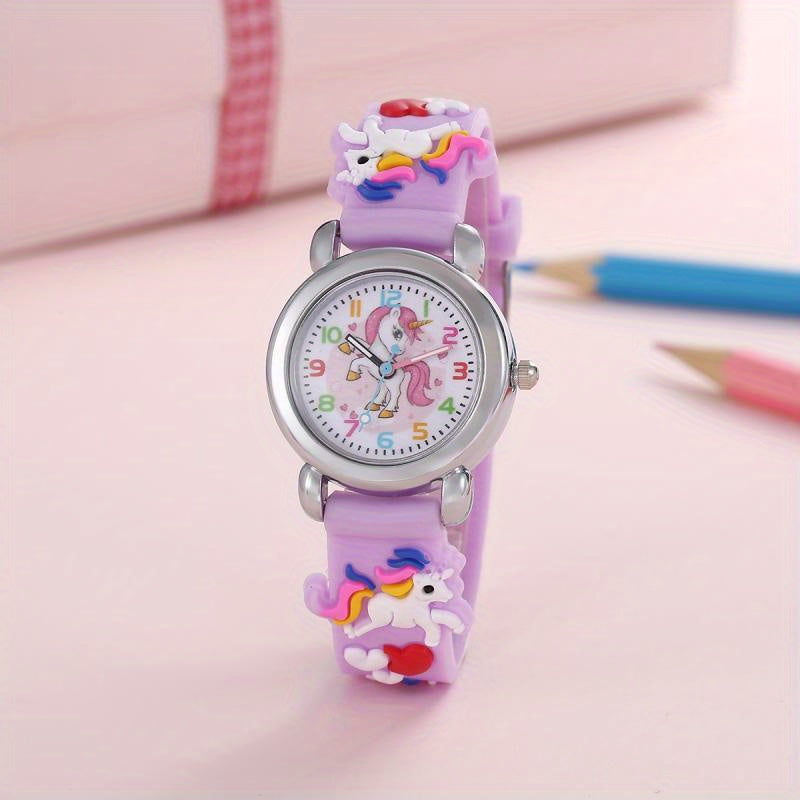 Kids Cartoon Wrist Watch Colorful PVC Strap Quartz Movement