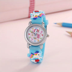 Kids Cartoon Wrist Watch Colorful PVC Strap Quartz Movement