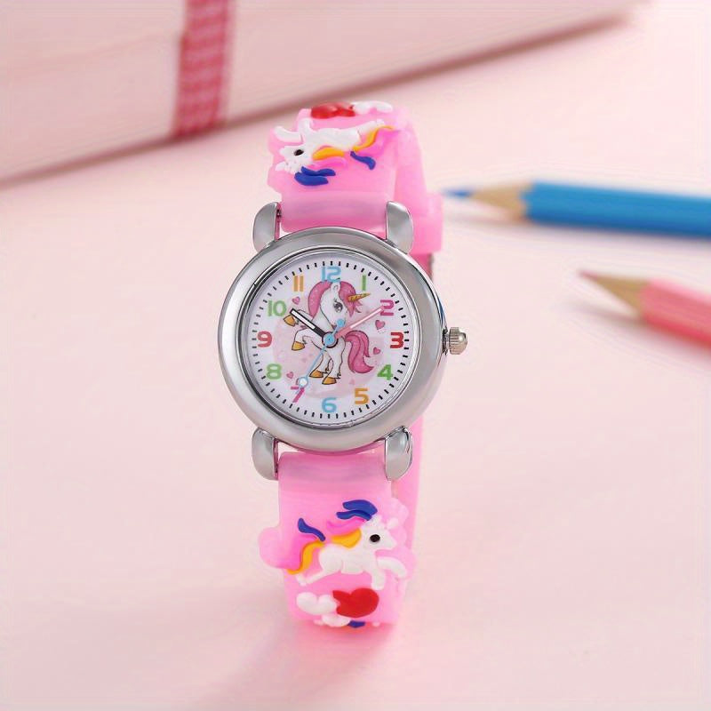 Kids Cartoon Wrist Watch Colorful PVC Strap Quartz Movement