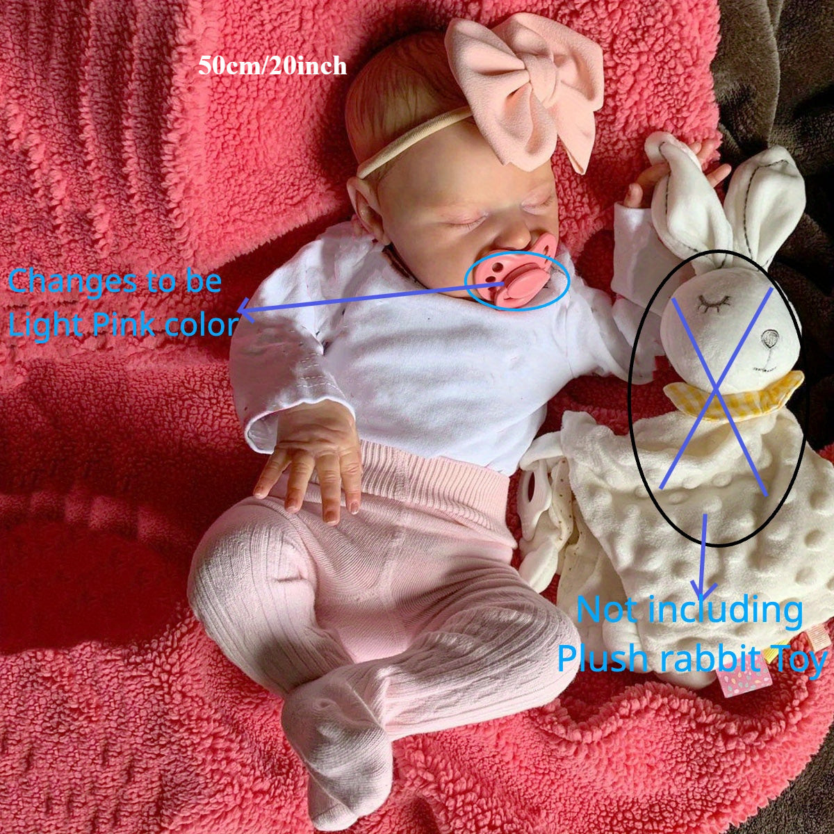 20in Reborn Baby Doll Pink 3D Skin Cloth Body Newborn Bebe Girl Print