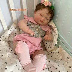3D Light Beige Sleeping Baby Doll Toy with Vein Detailing