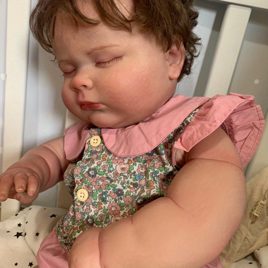 3D Light Beige Sleeping Baby Doll Toy with Vein Detailing