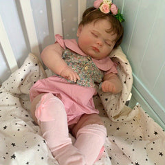3D Light Beige Sleeping Baby Doll Toy with Vein Detailing