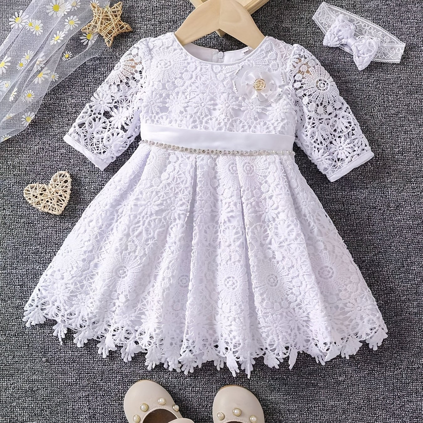 Boho Style Flower Hollow Out Little Girls Princess Dress