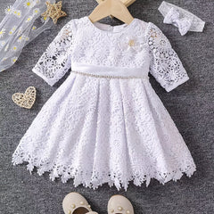 Boho Style Flower Hollow Out Little Girls Princess Dress
